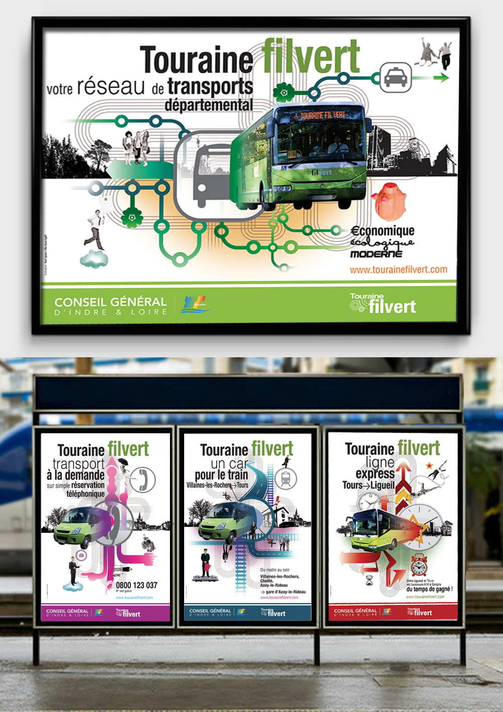 conception création campagne communication institutionnel pour le réseau de transport du Conseil départemental (affiches, flyers...)