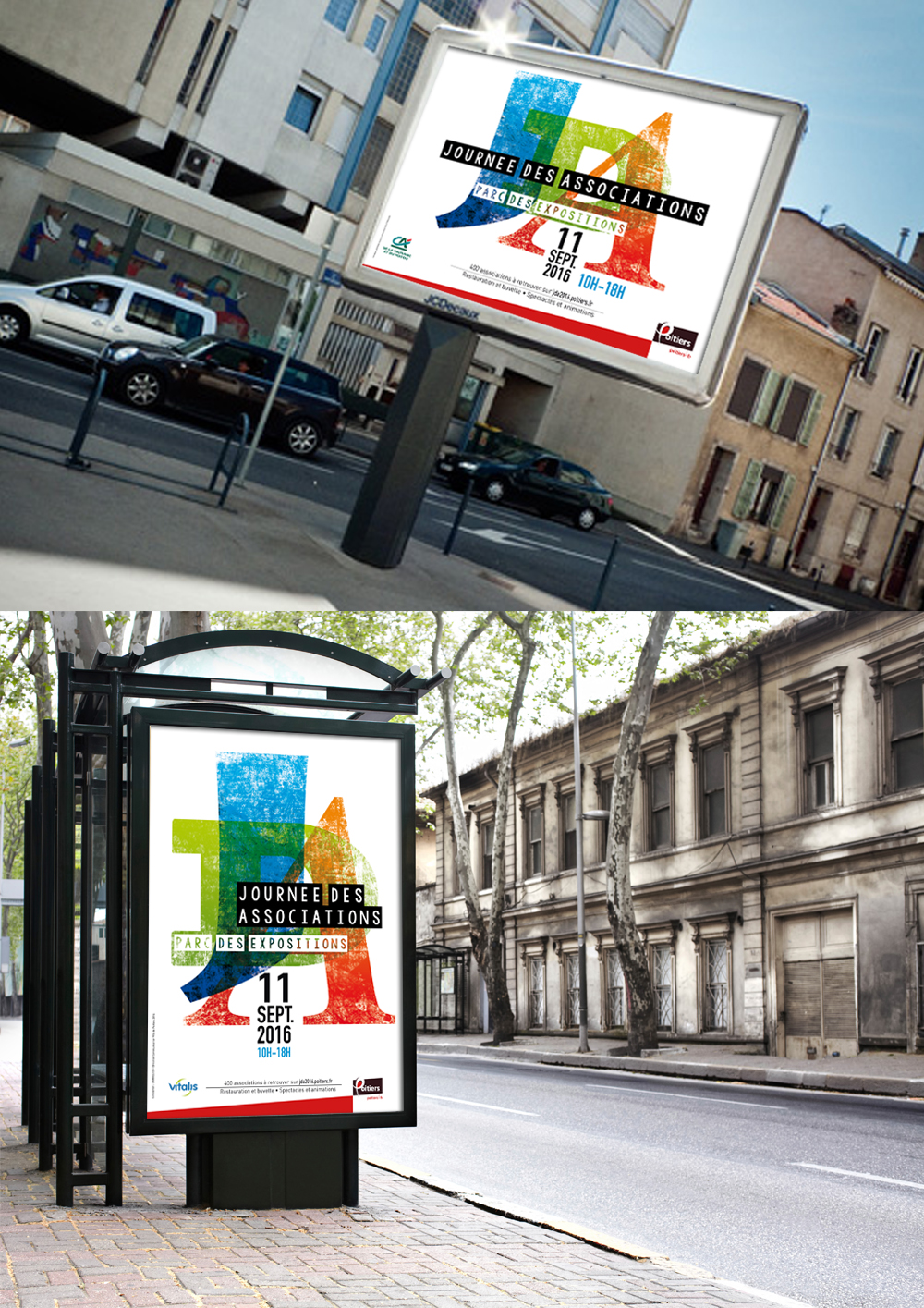 Affiche et visuel et journée des associations ville de Poitiers